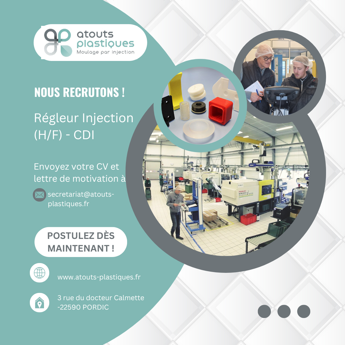 Offre d'emploi : Monteur-Régleur Presse à Injecter Thermoplastiques en CDI, Poste basé en Bretagne